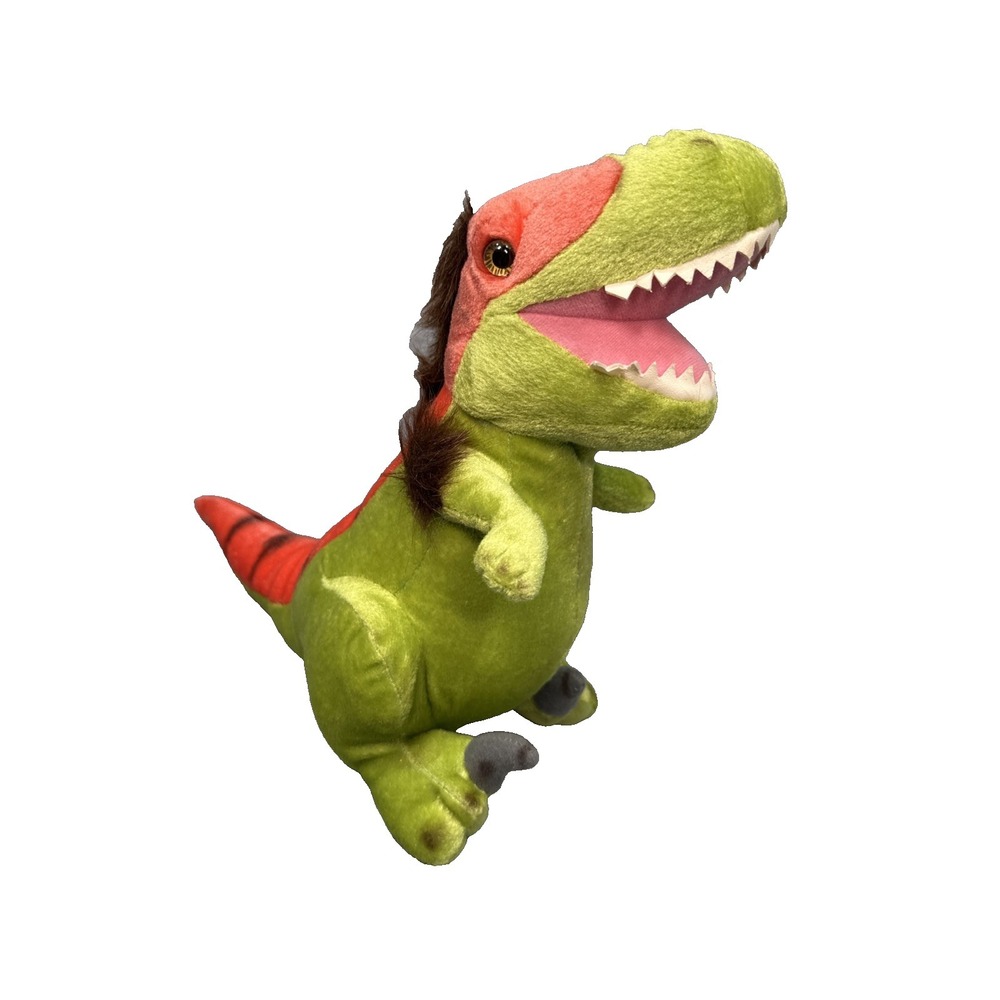 Aurora Dinosaur Plush Green Red T-Rex Stuffed Animal 11" Soft Toy Plusie Smiling